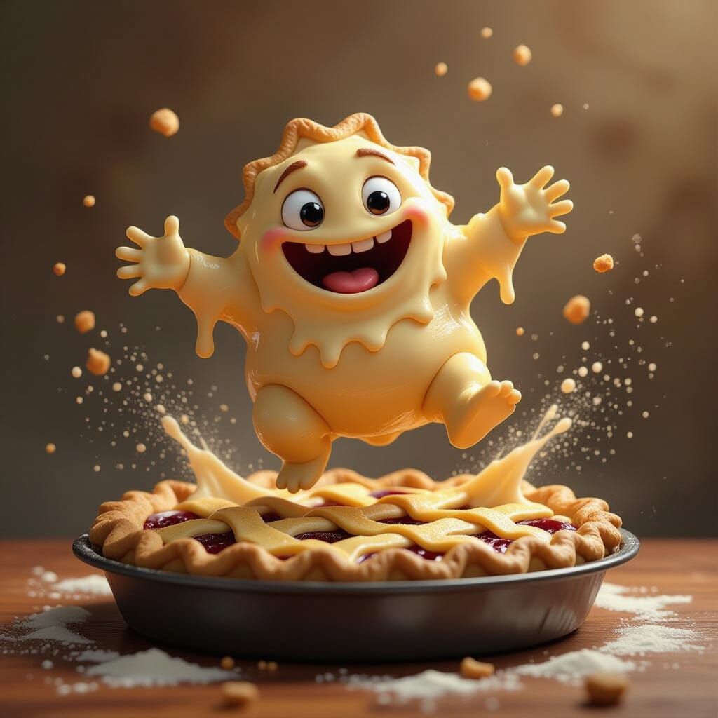 Whimsical Pie Crust Ooze Monster in Fantasy Art Style