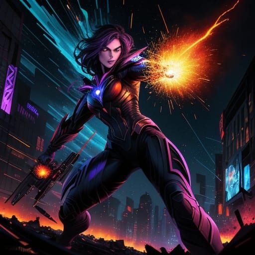 Dramatic Nighttime Explosion in a Dark City Street