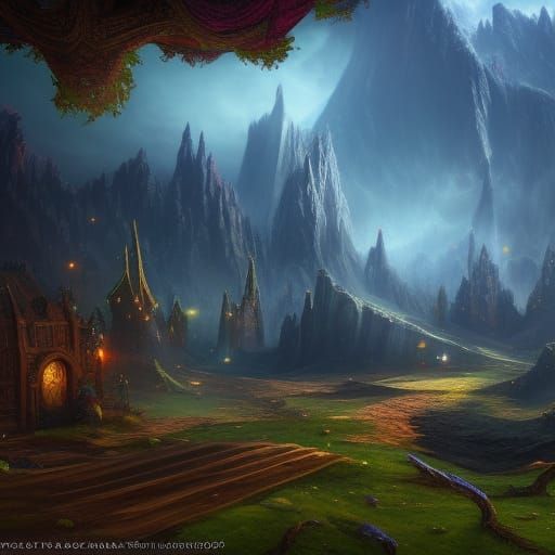 Fantasy Wizard Landscape in Detailed Matte Painting