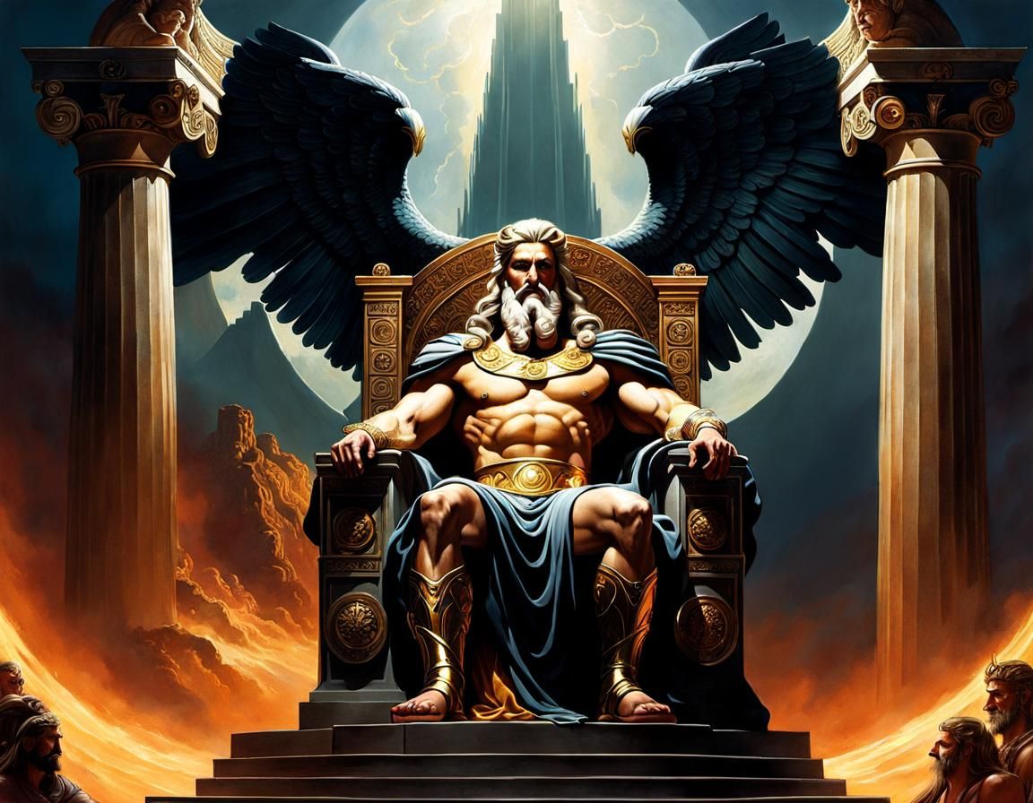 Zeus, God of Olympus, in Dramatic Lighting