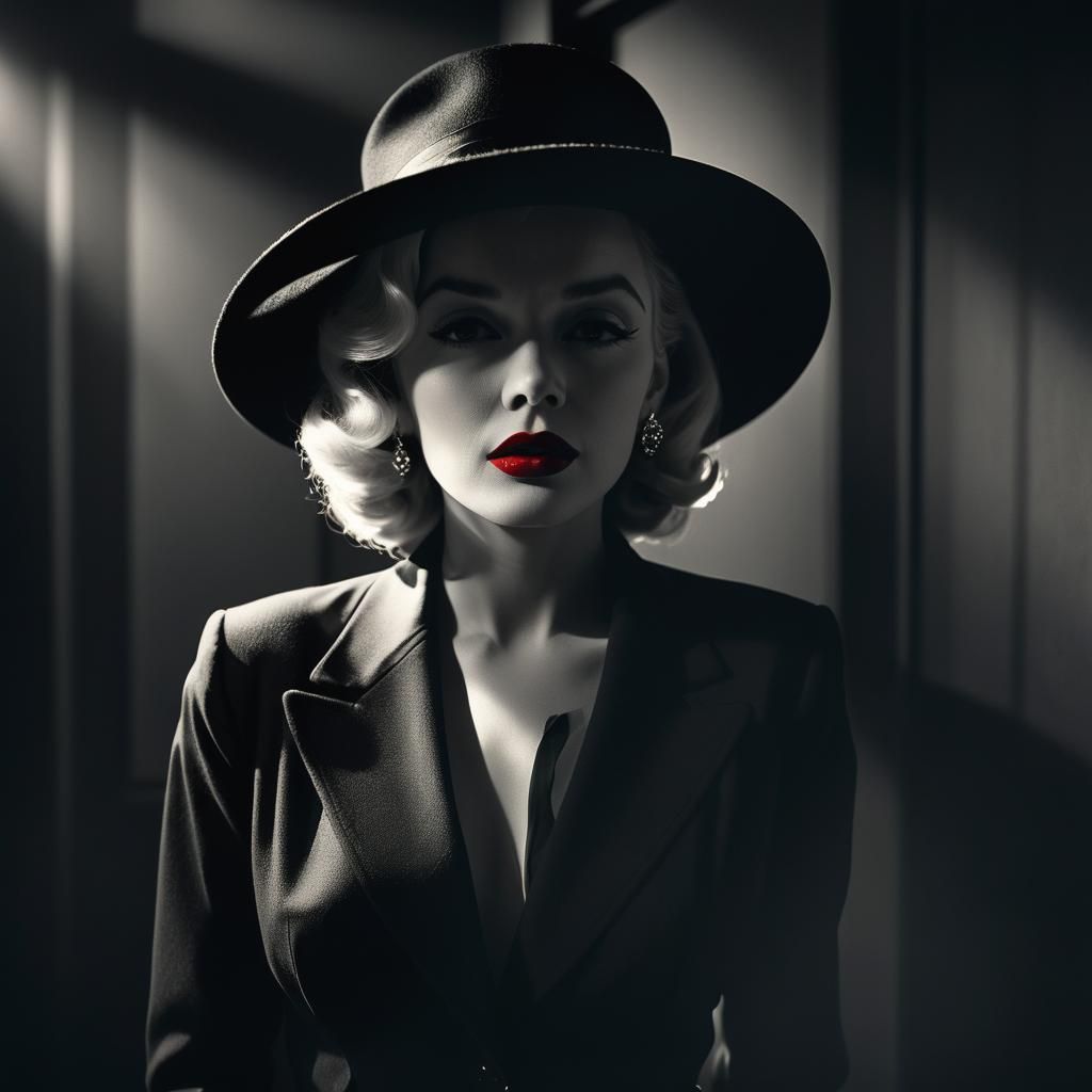 Mysterious Woman in Shadows: A Film Noir Portrait