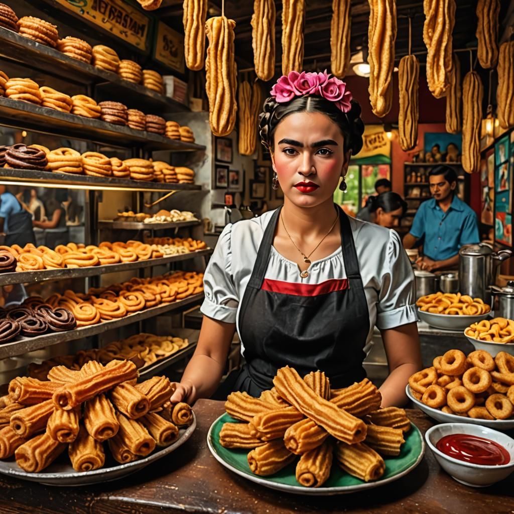 Surrealist Churros in Mexican Bakery, Kahlo Style