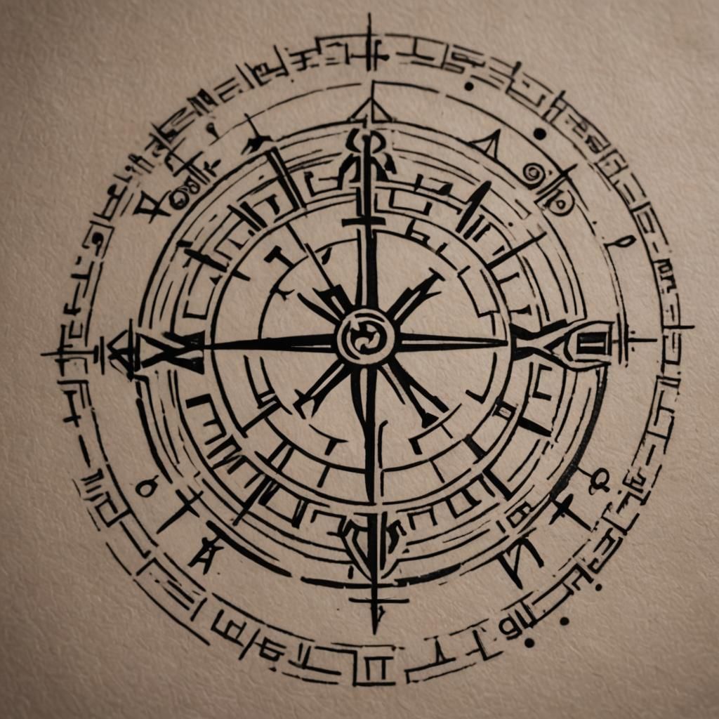 Vegvisir Rune Tattoo Design for Handpoke Tattoo
