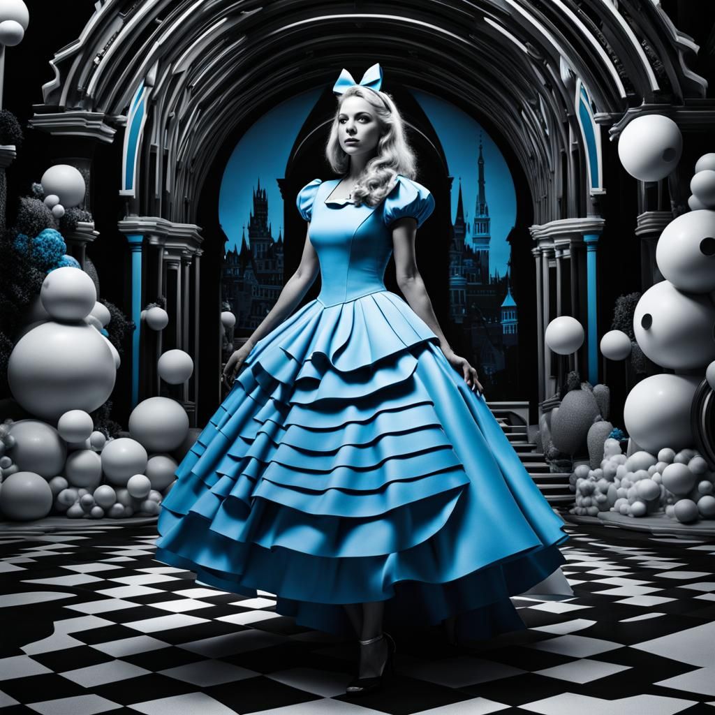 Alice in Wonderland in Midnight City, Selective Color