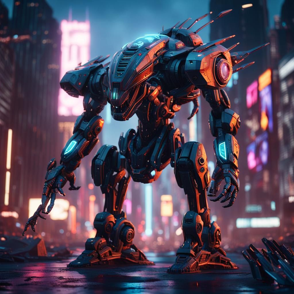 Futuristic Alien in Sci-Fi Cityscape