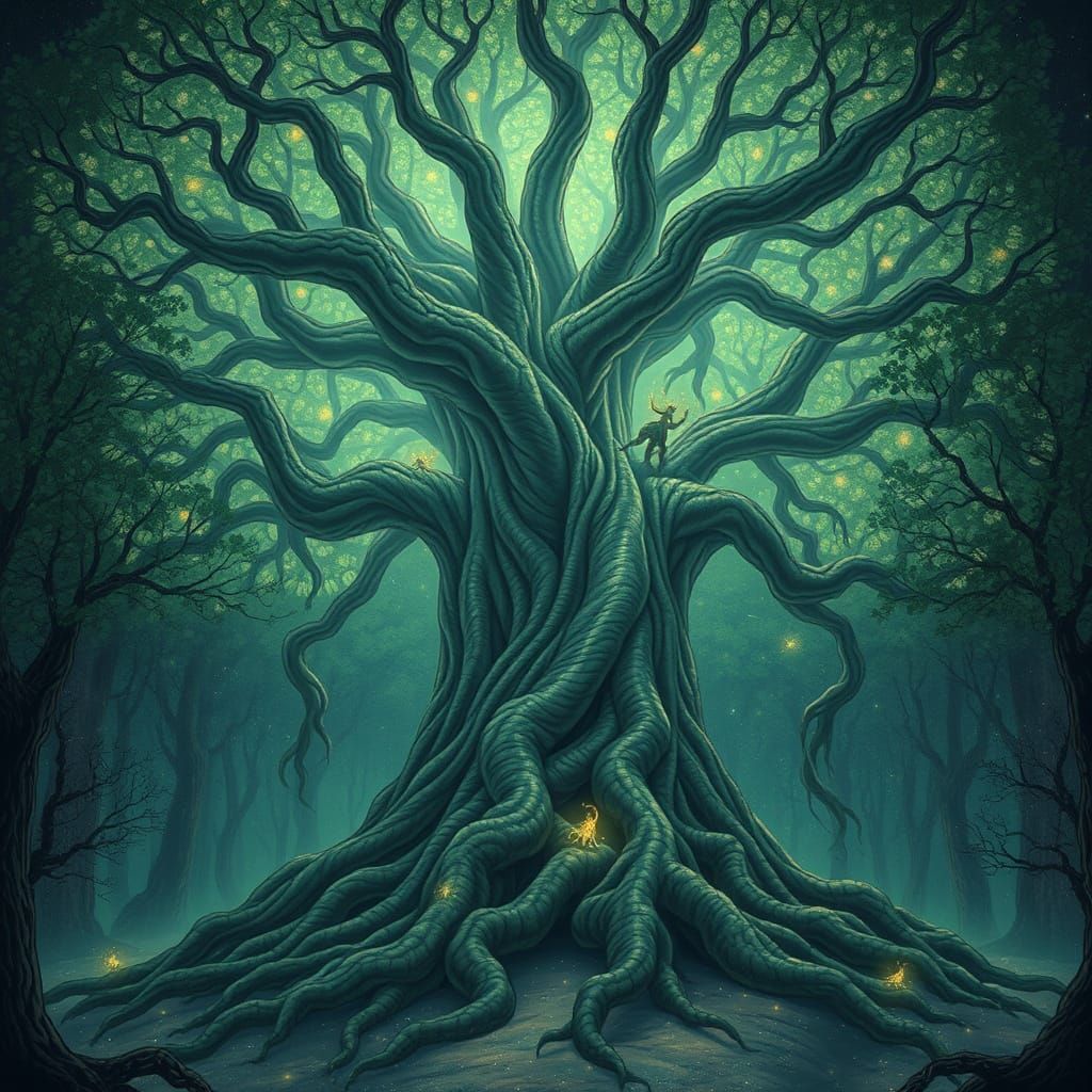 Bioluminescent Tree of Life: Fantasy Concept Art