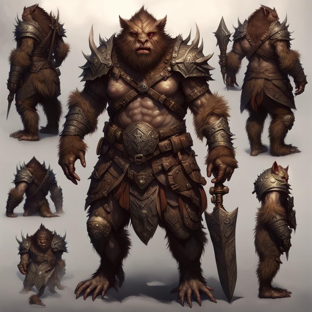 Female Bugbear Warrior in High Fantasy Style