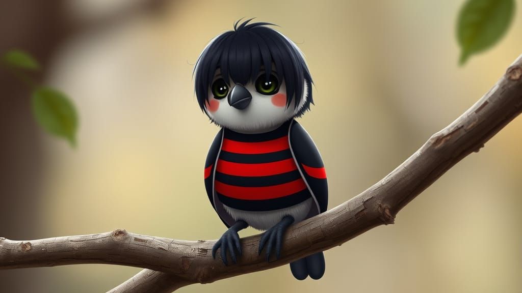 Emo Bird Perched on Branch