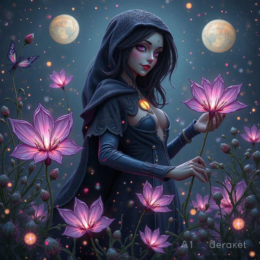 Gothic Vampiress in Alien Garden Concept Art