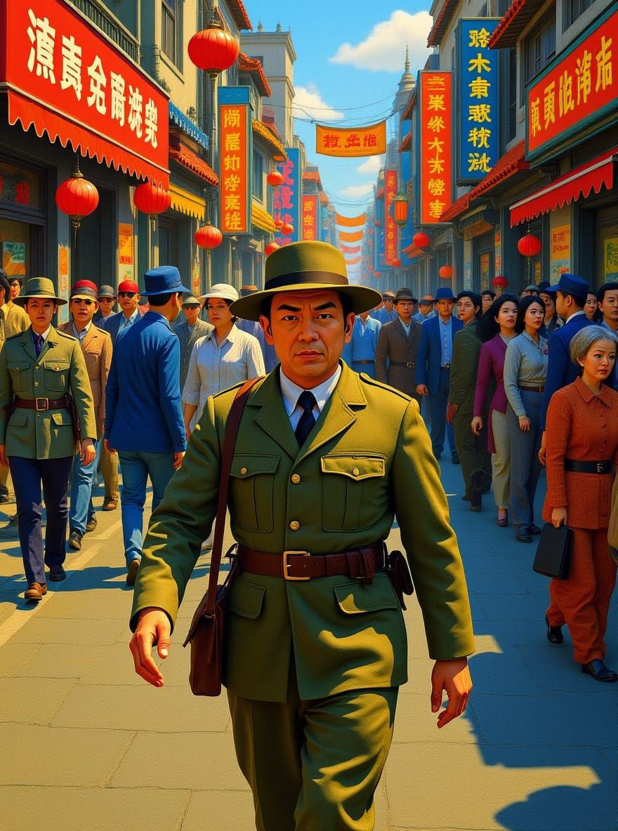 Shanghai Alley Scene in Chinese Comedy Film Style