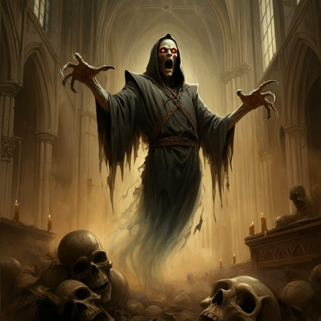 Ethereal Horror in Abandoned Cathedral