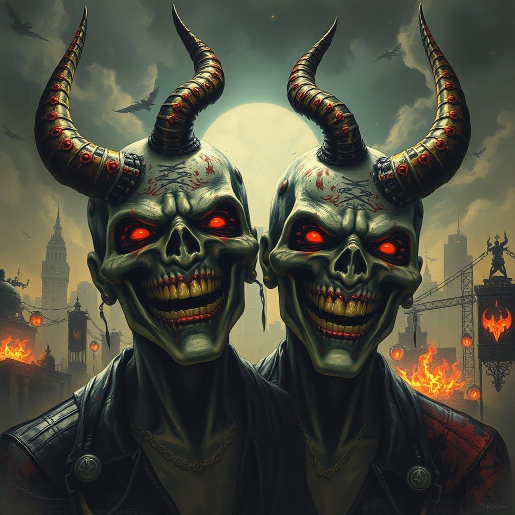 Diabolical Smiling Men in Post-Apocalyptic City