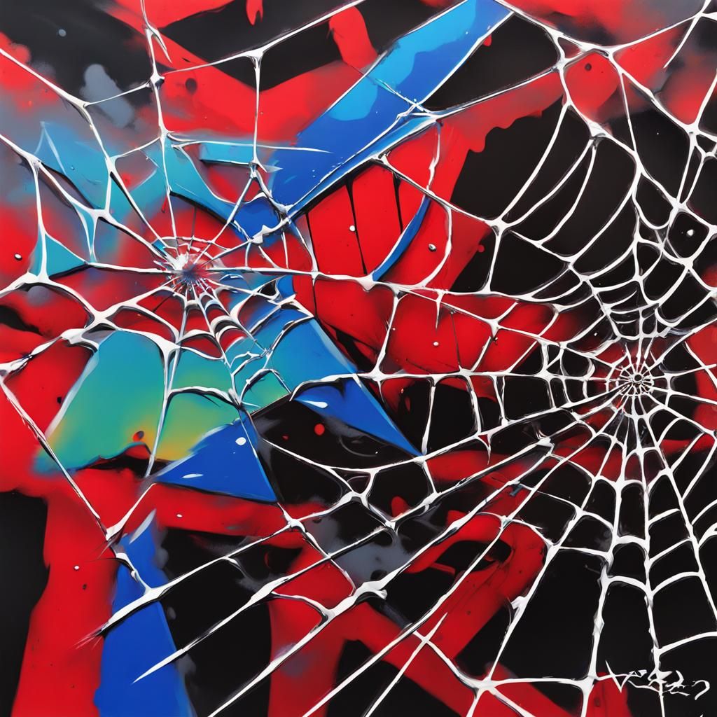 Abstract Spiderweb in Graffiti Street Art Style