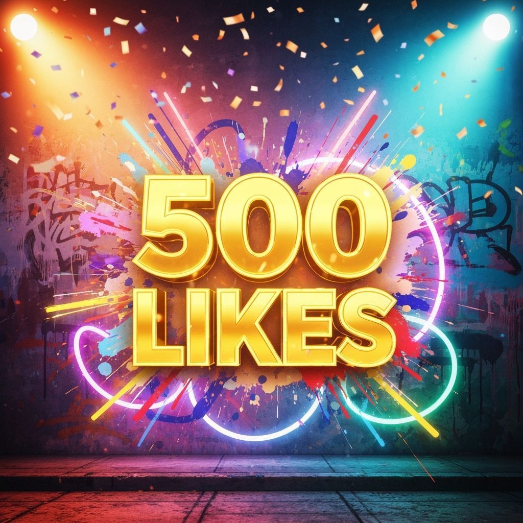 Triumphant "500 Likes" Celebratory Image in Graffiti Style