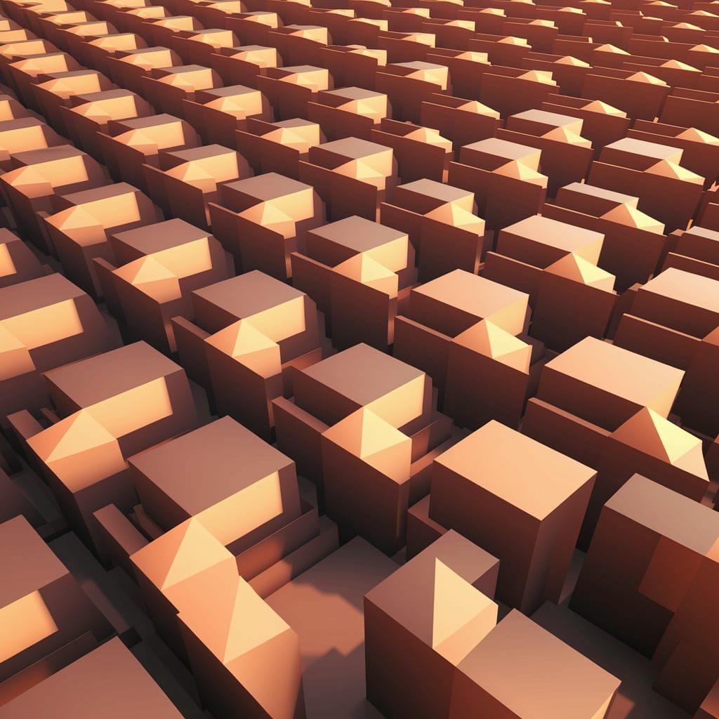 Infinite Golden Chequerboard Fractal in Warm Light