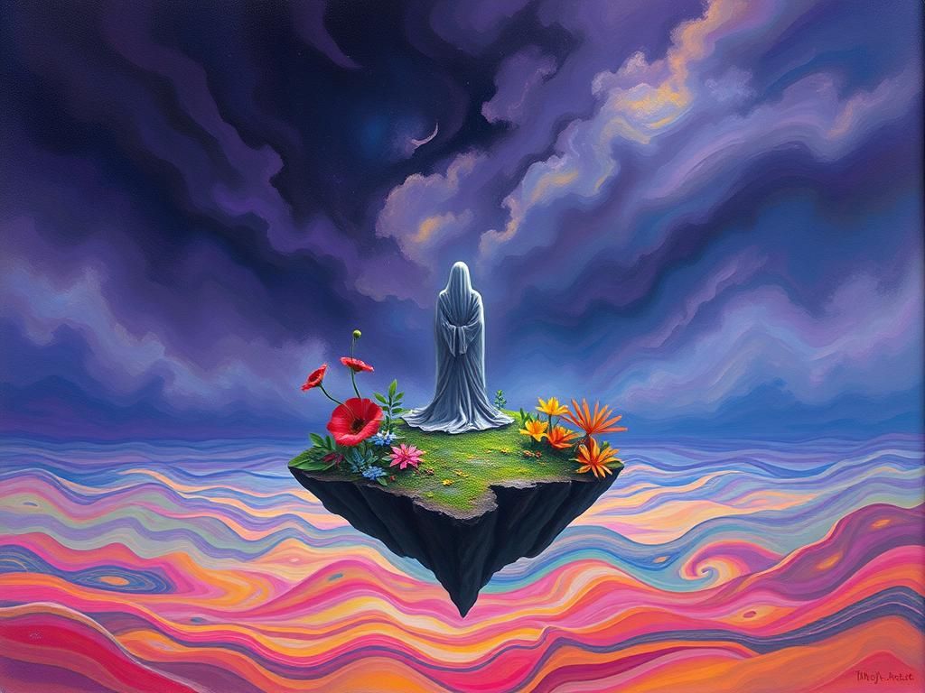 Ethereal Island Meditation in Surrealist Style