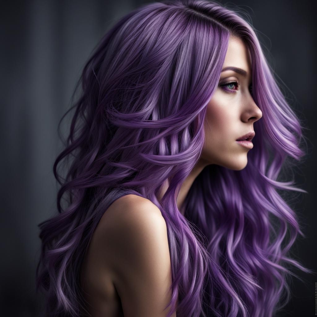 Hyperrealistic Purple Hair in High Definition