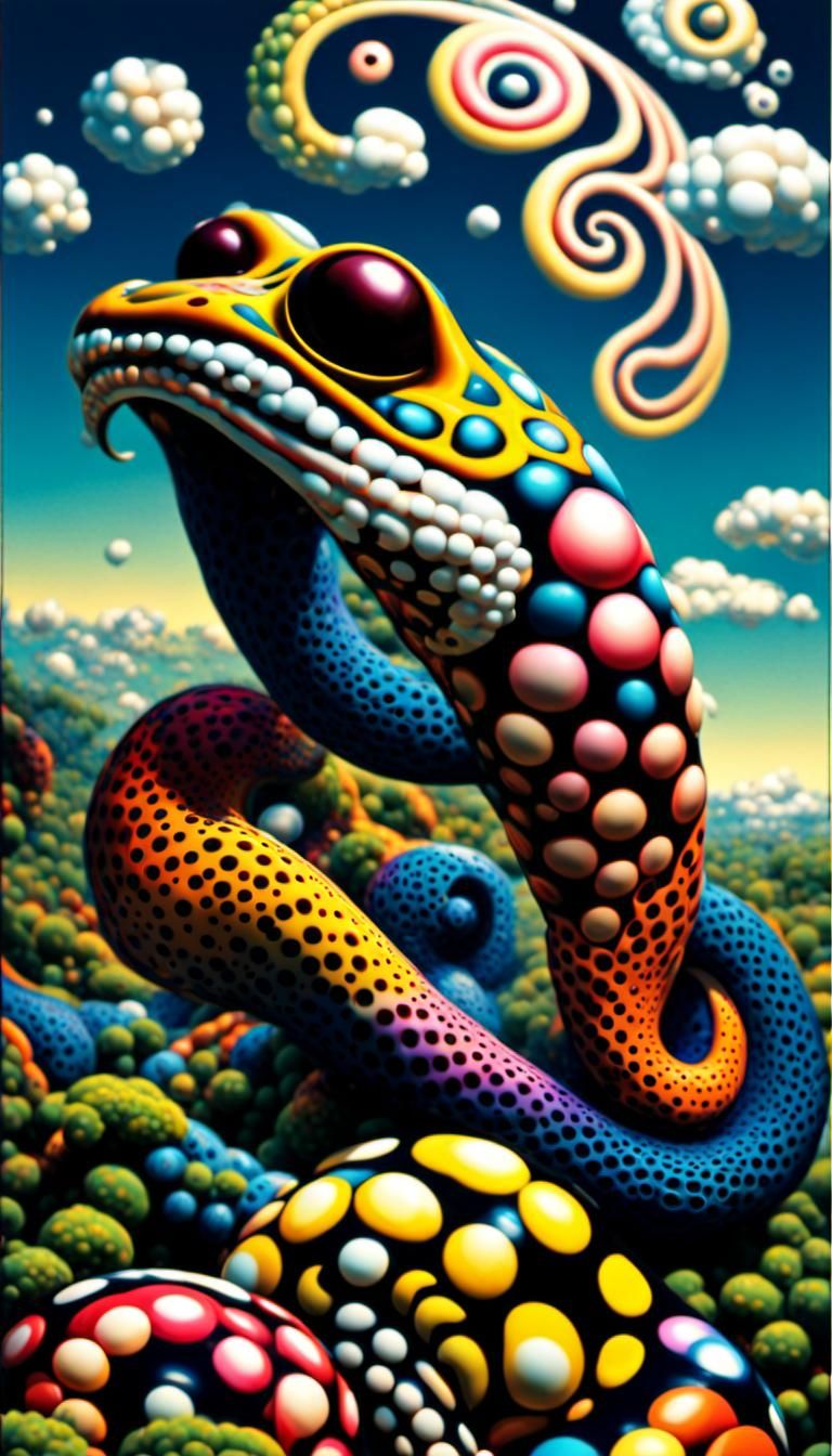 Rainbow Fractal Faces in Op Art Style