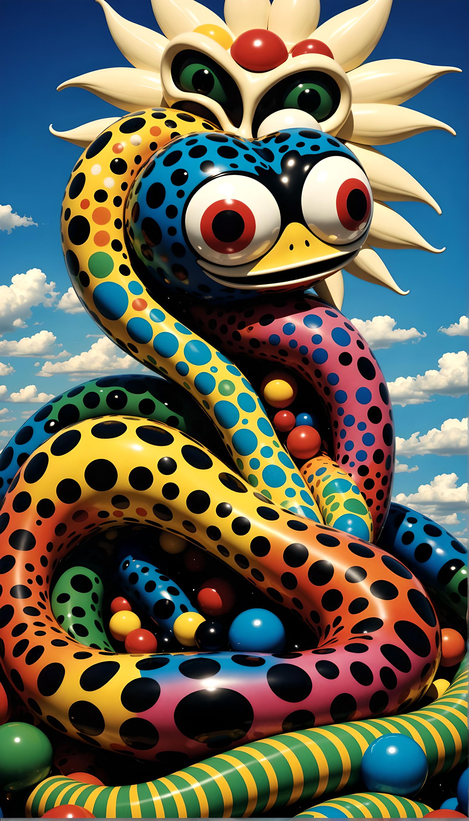 Rainbow Fractal Faces in Op Art Style