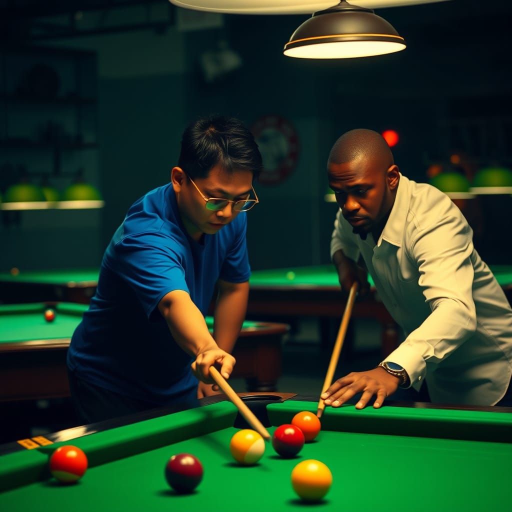 Intense Billiards Match in Cinematic Lighting