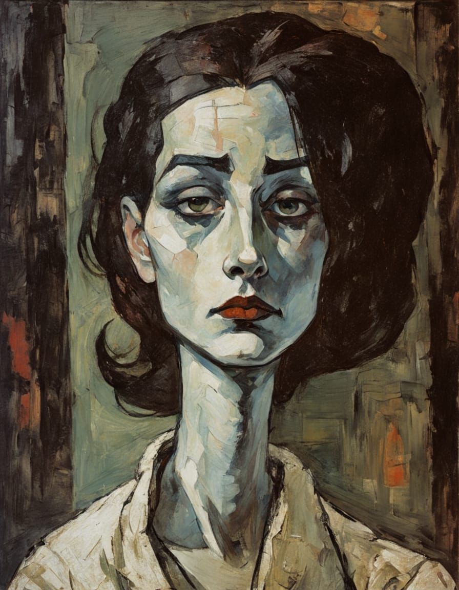 Brooding Woman: An Expressionist Portrait