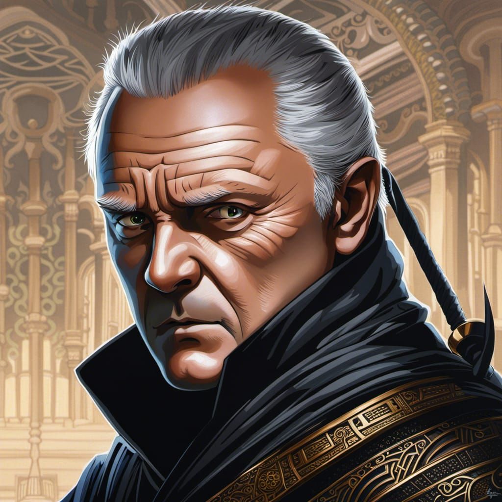 Anthony Hopkins as Ninja in Anime Style Portrait