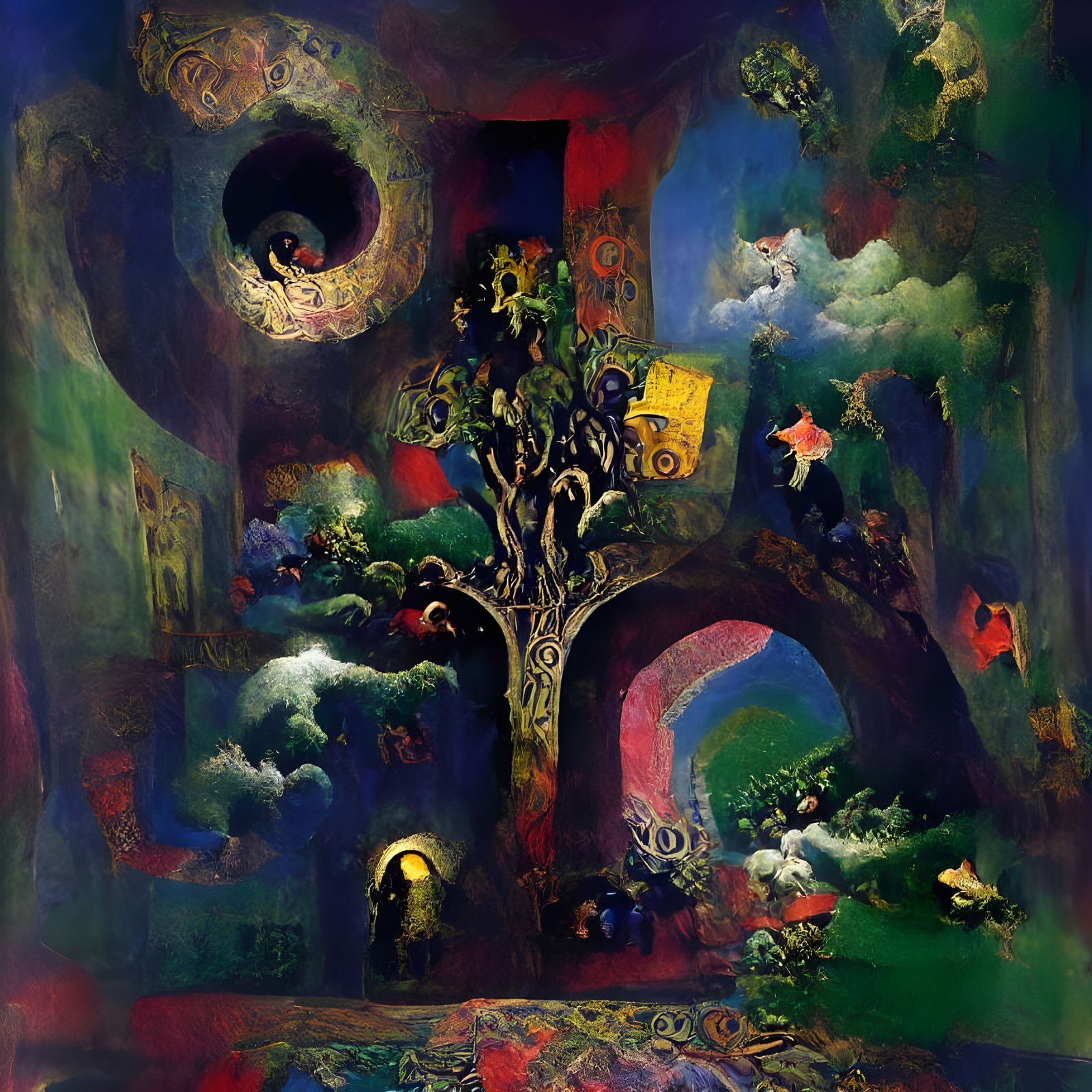 Kaleidoscopic Dream Tree in Post-Apocalyptic Wonderland