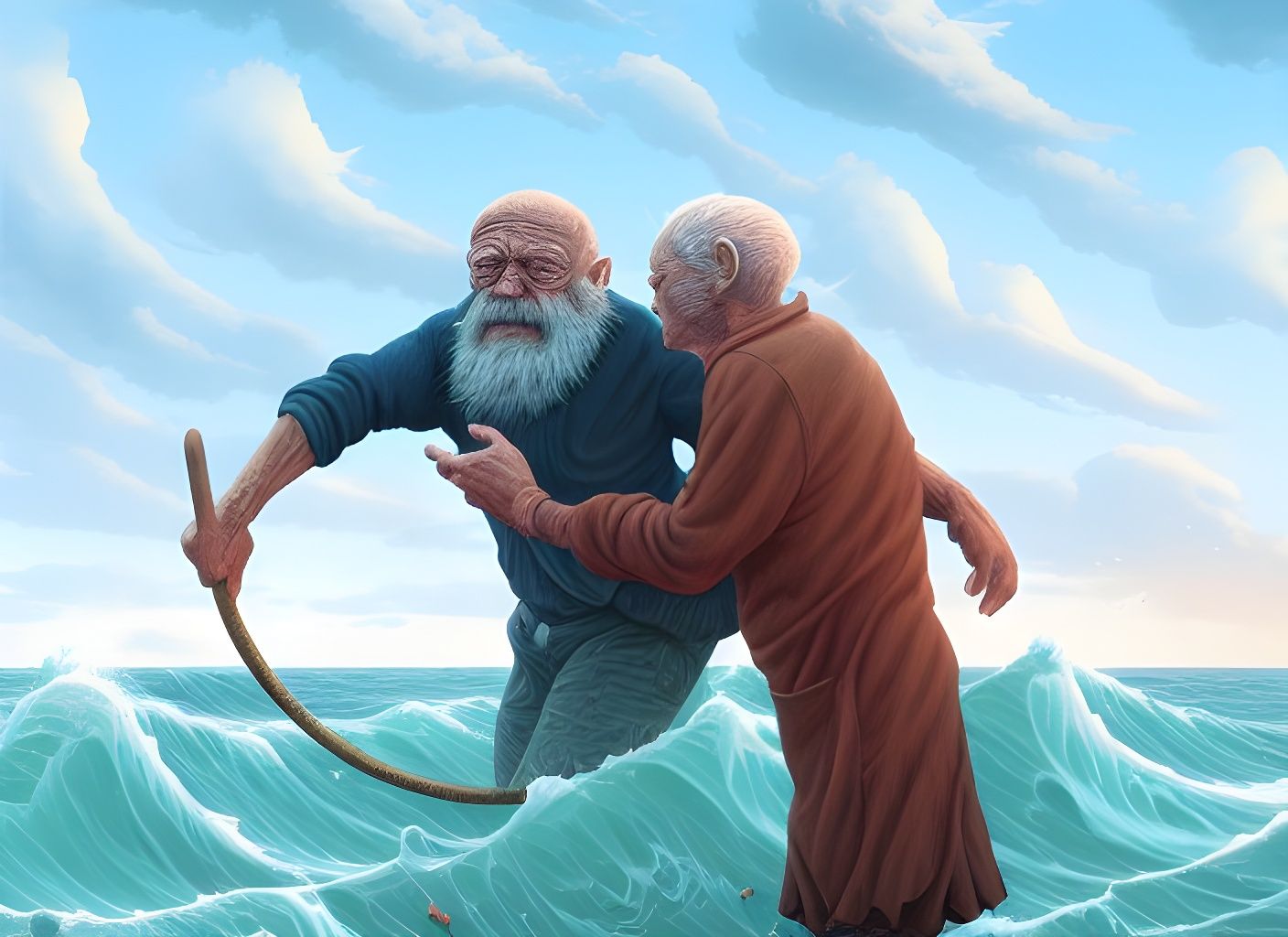 Old Men and the Sea Digital Artwork