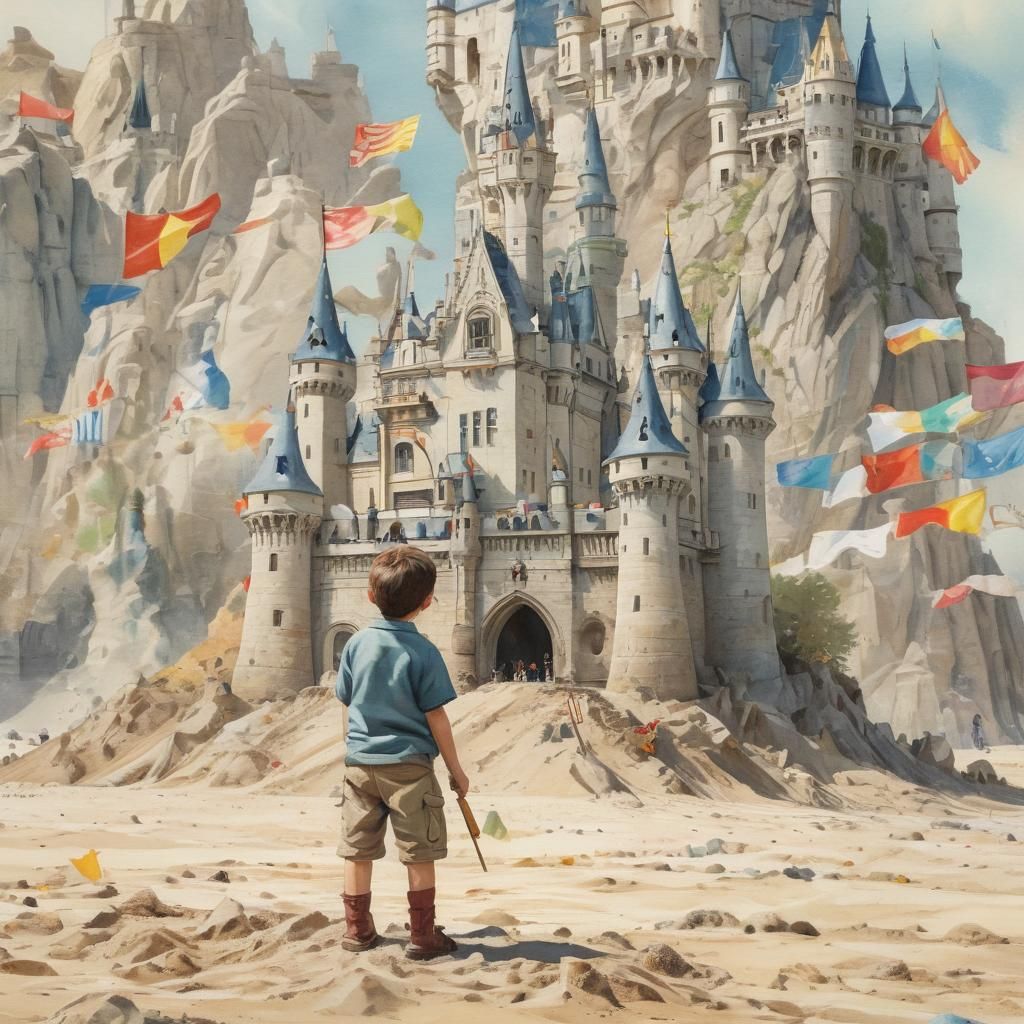 Ghibli Anime Sandcastle Inspired by Neuschwanstein Castle