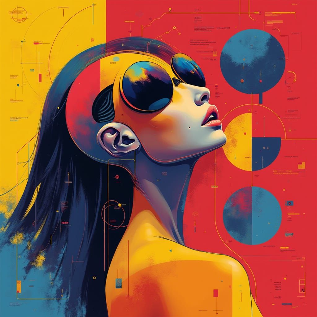 Symmetrical Futuristic Portrait in Triadic Colors