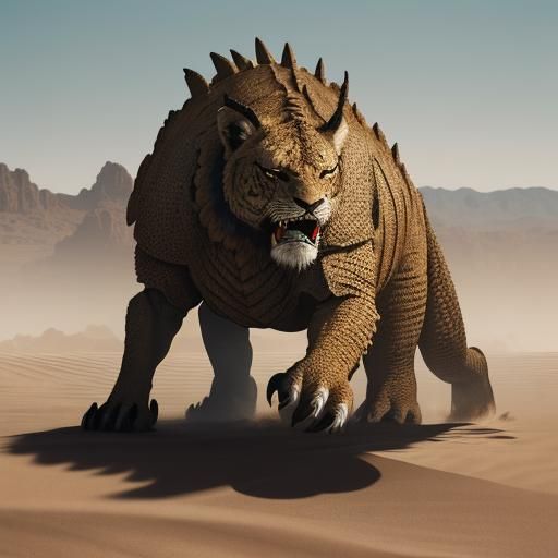 Dosgaleos Dragon on Dunes in Cinematic Lighting