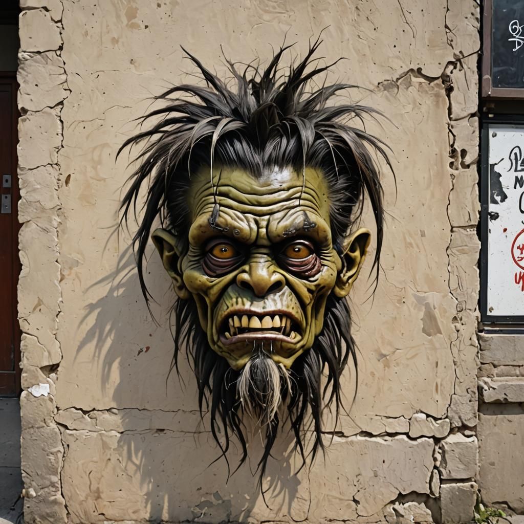 Shrunken Head Street Art Illustration