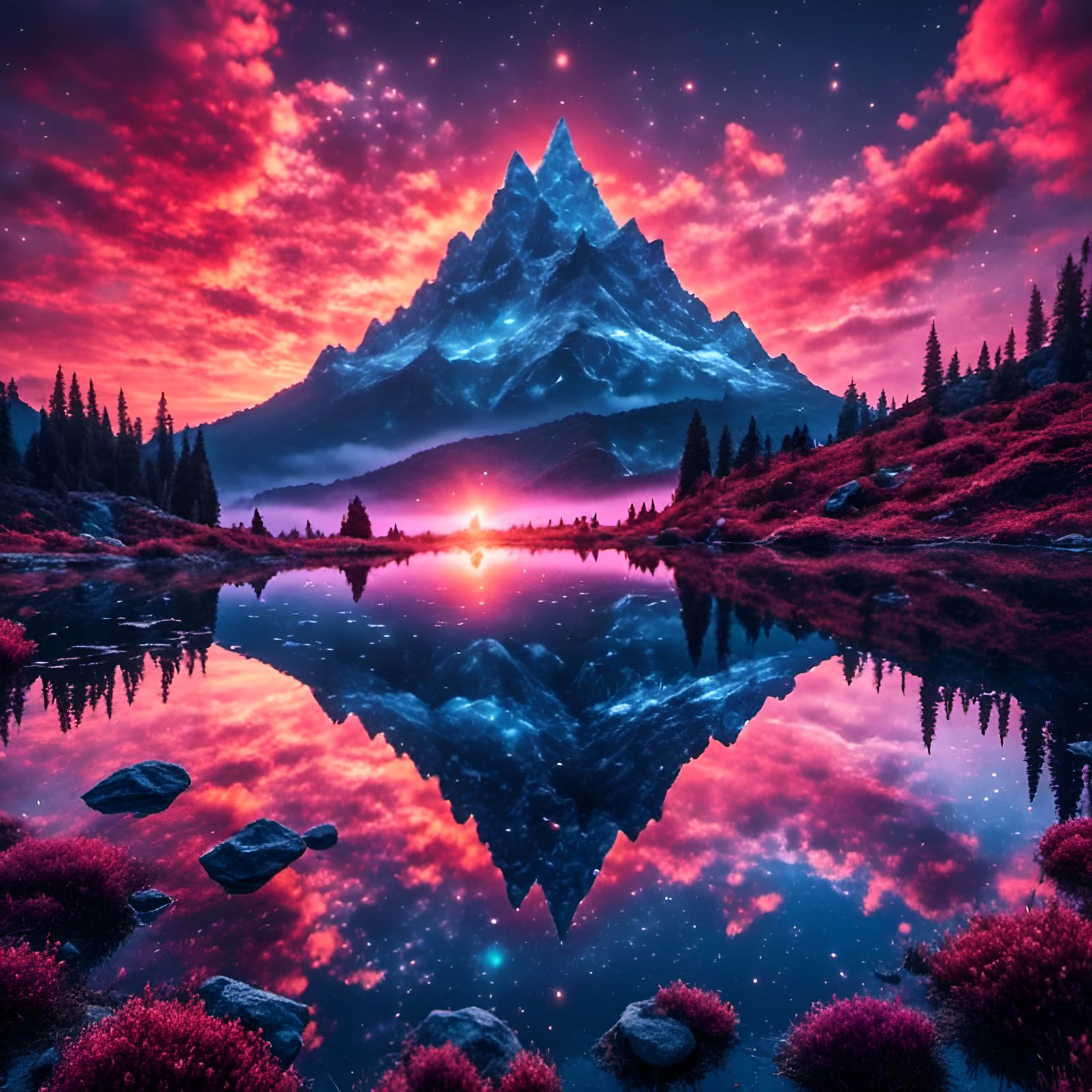 Sunset Reflections on Crystal Lake