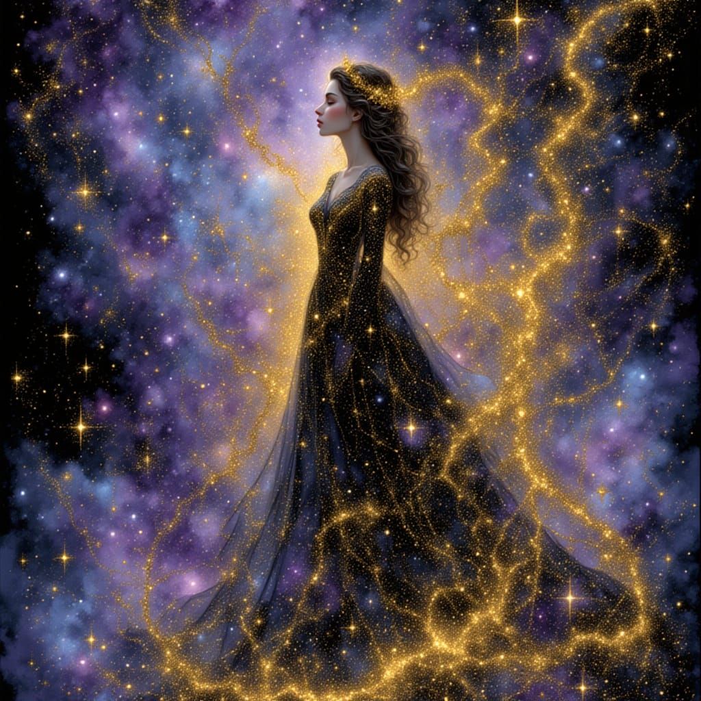 Dystopian Cosmic Woman in Elaborate Style