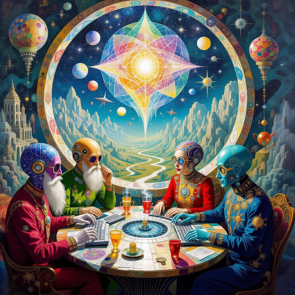Psychedelic Utopia: A Maximalist Oil Painting