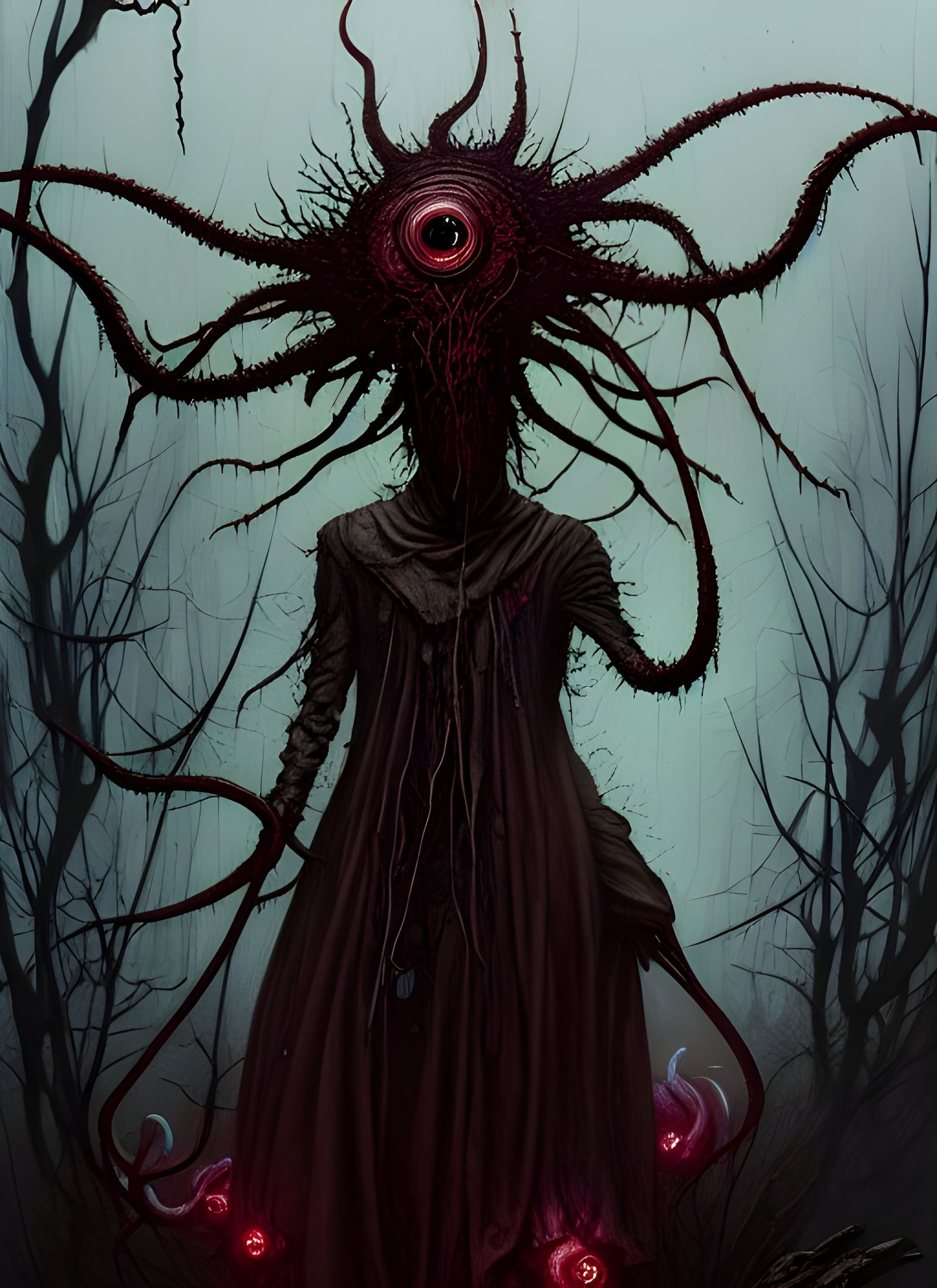 Nightmarish Bloodborne Brain Spider in Digital Art