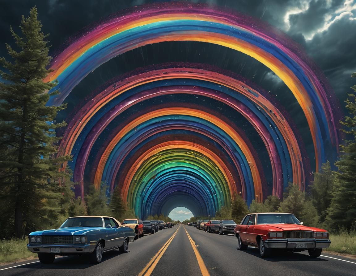 Psychedelic Cosmic Road Trip in Hyper-Realistic Style
