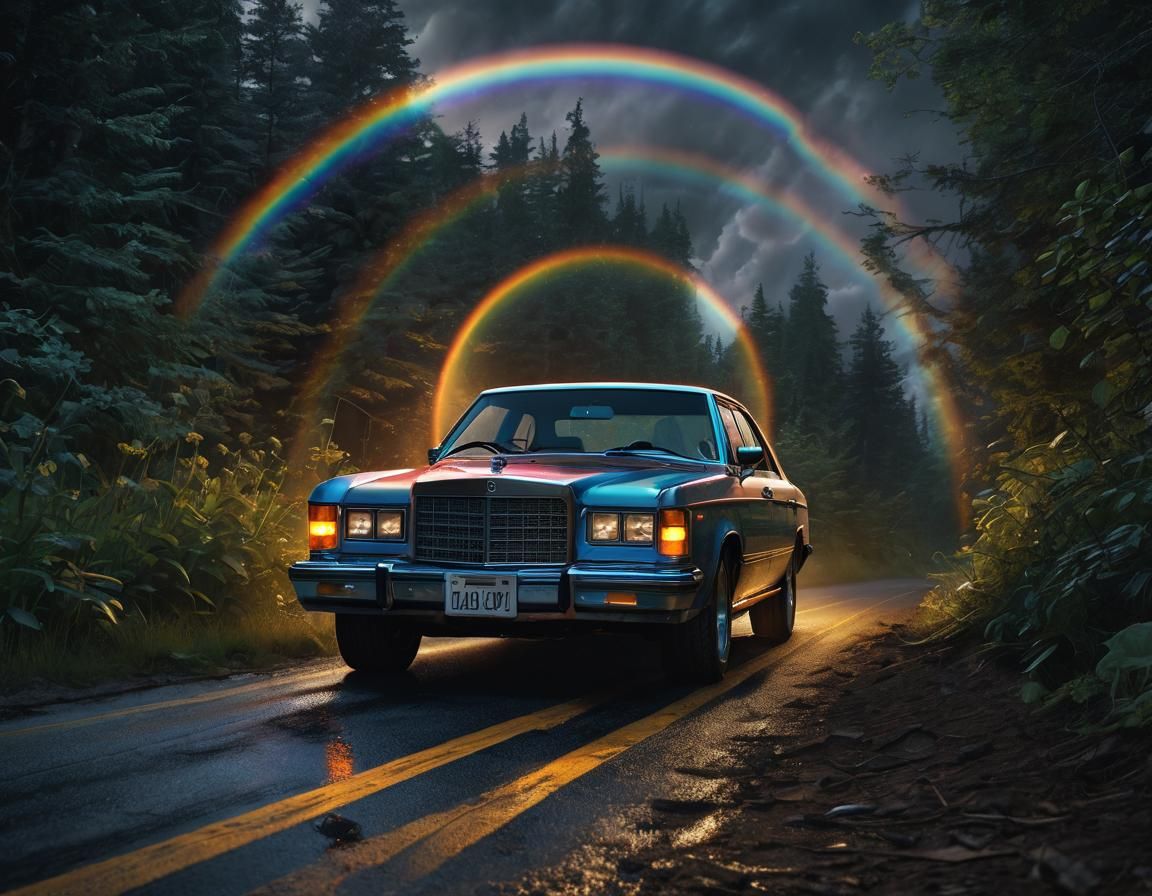 Psychedelic Cosmic Road Trip in Hyper-Realistic Style