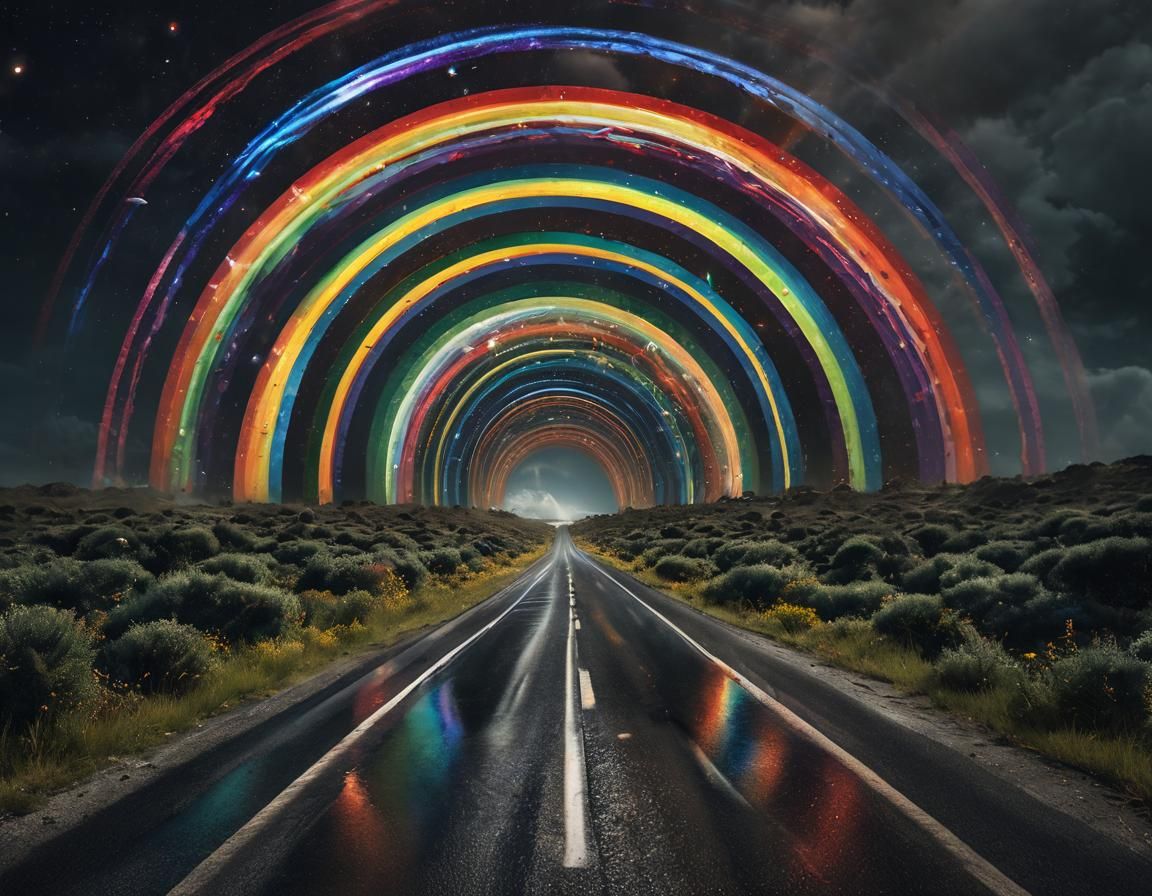 Cosmic Road Trip in a Psychedelic Dreamscape