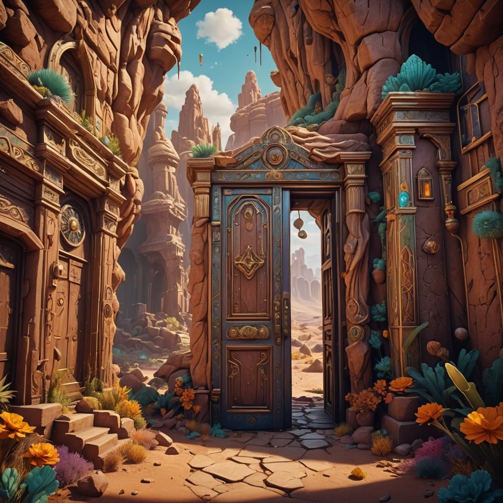 Surreal Doors Appear in Groovy Desert Landscape