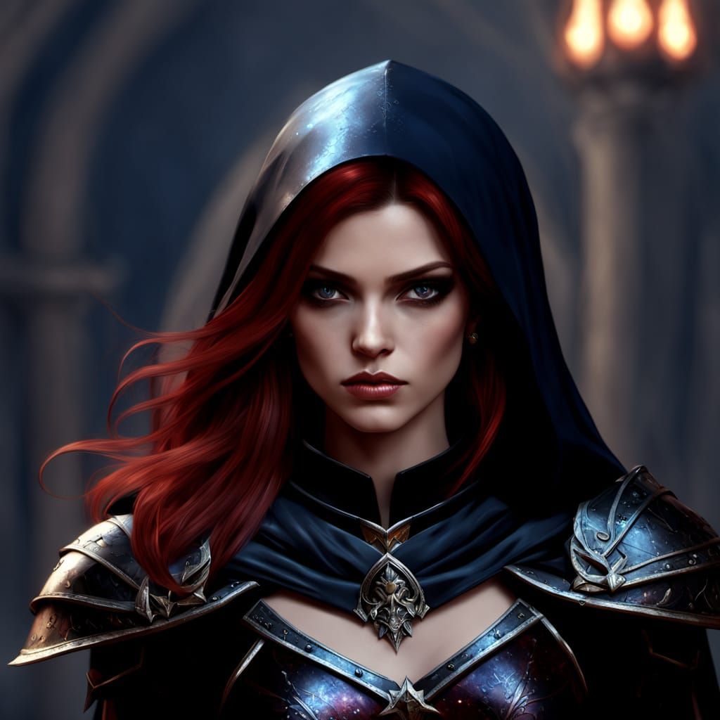 Battle Queen in Black Metal Armor