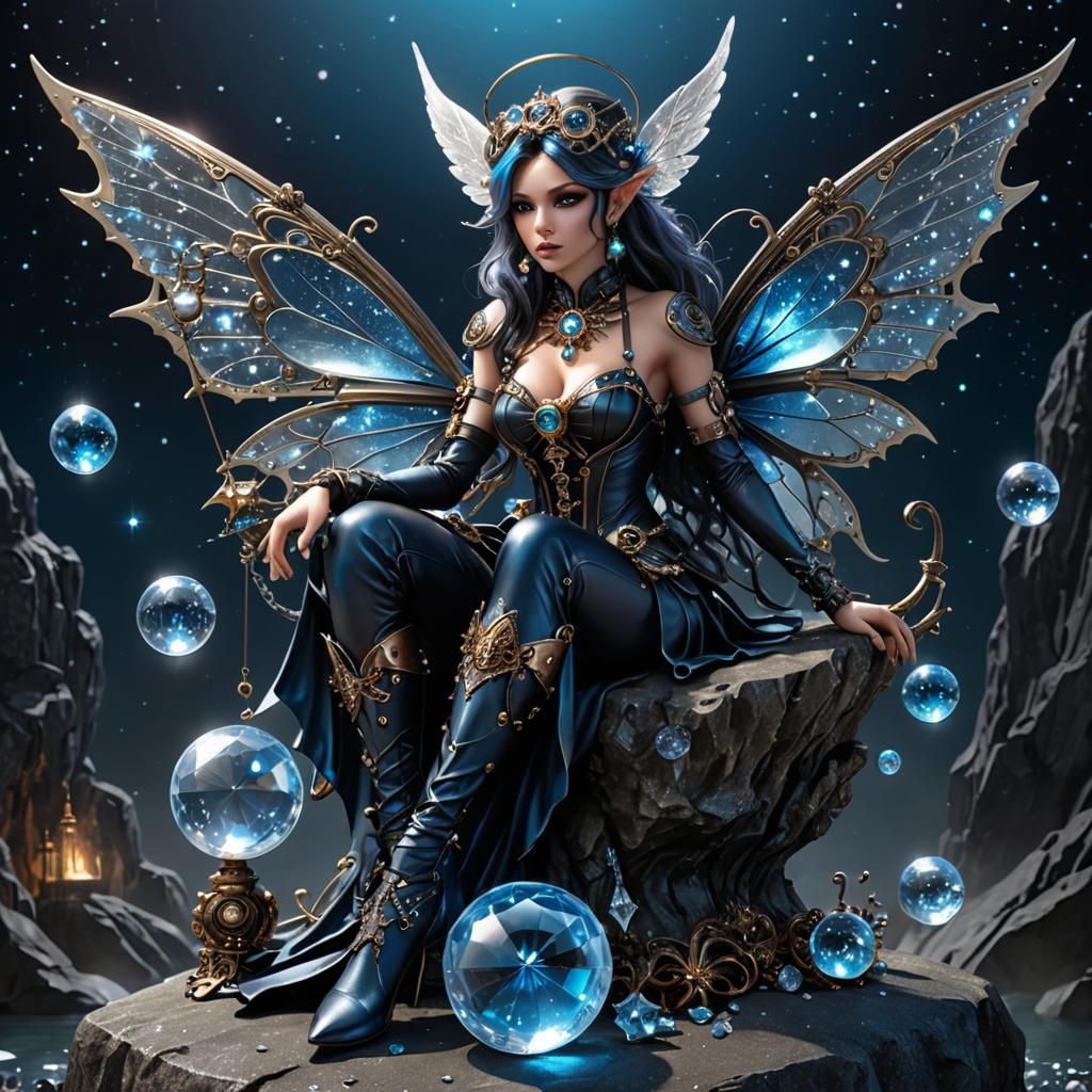 Steampunk Fairy with Crystal Ball in 3D Render