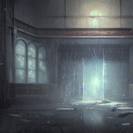 Spooky Abandoned Theatre in Anime Art Style