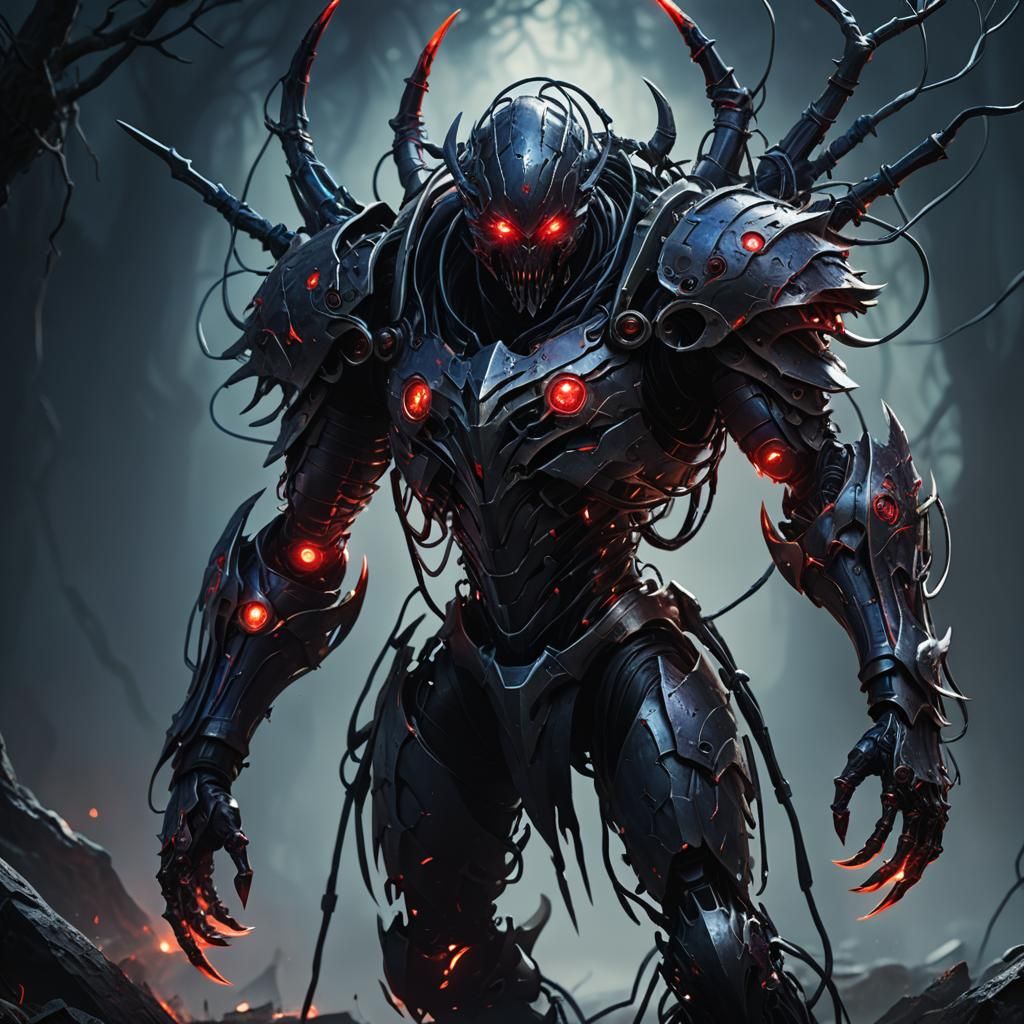 Necrotic Warforged Concept Art in Dark Fantasy Style