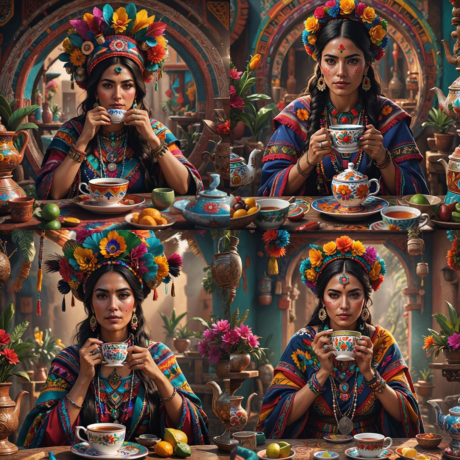 Mexican Woman in Colorful Clothing: Hyperrealistic Portrait