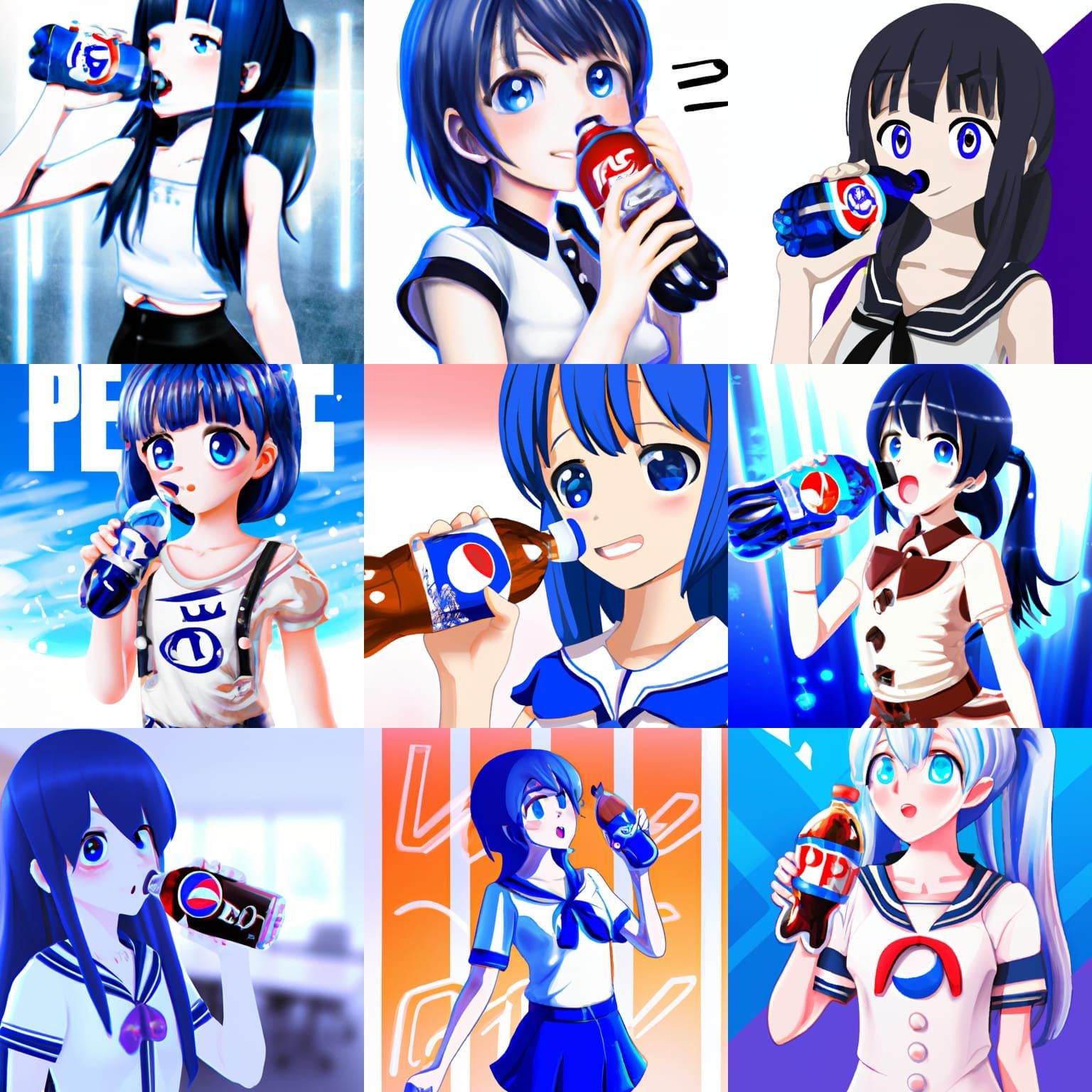 Anime Girl Enjoying Pepsi: Vibrant Illustration