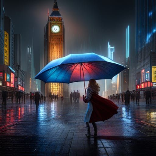 Holographic umbrella that appears only when it rains by Greg...