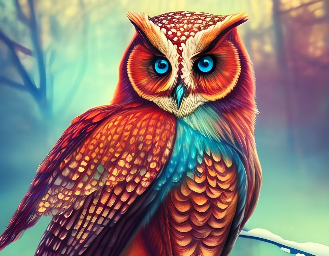 Hyperrealistic Owl Amidst Fire and Ice