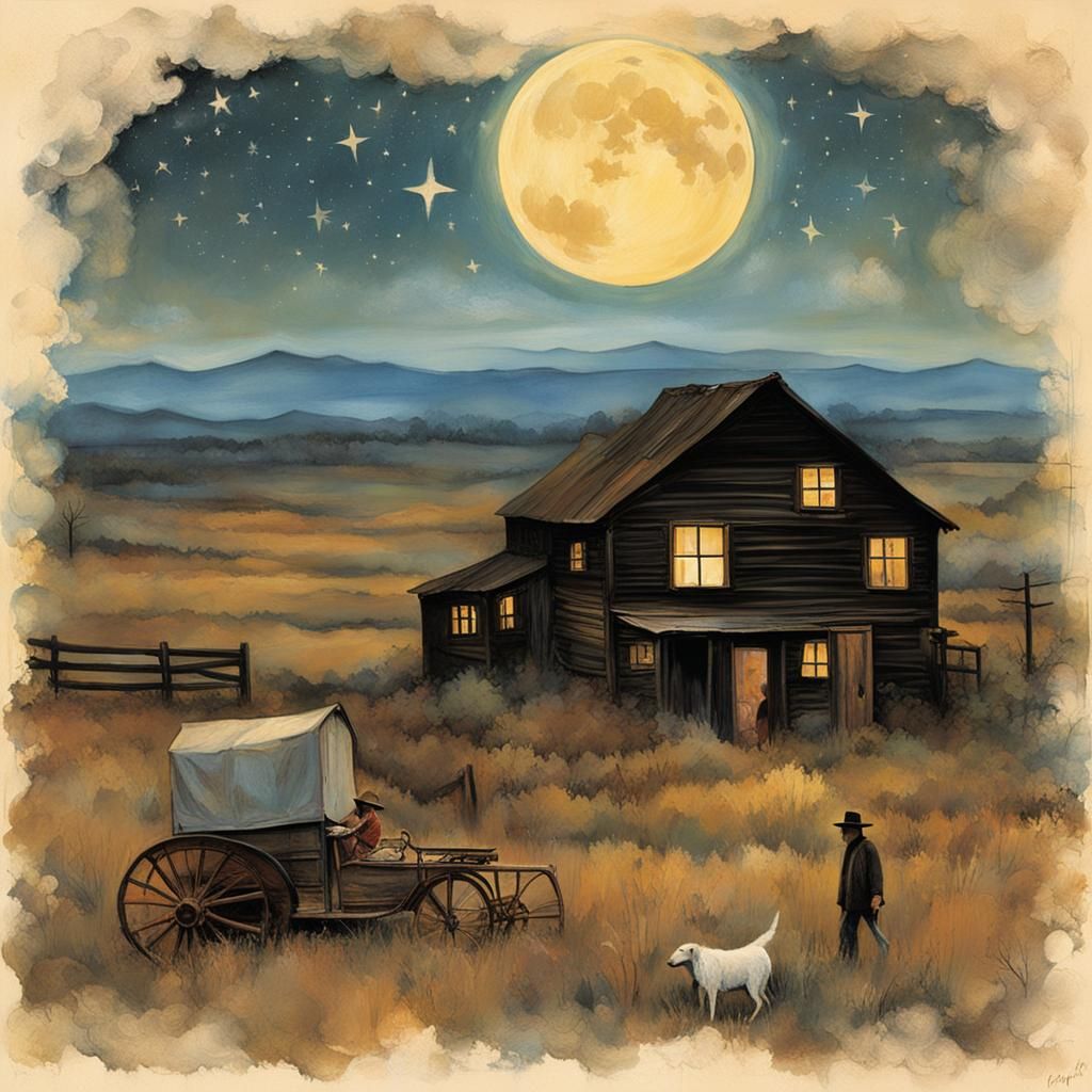 Romantic Dance Under Harvest Moon, Vintage Style