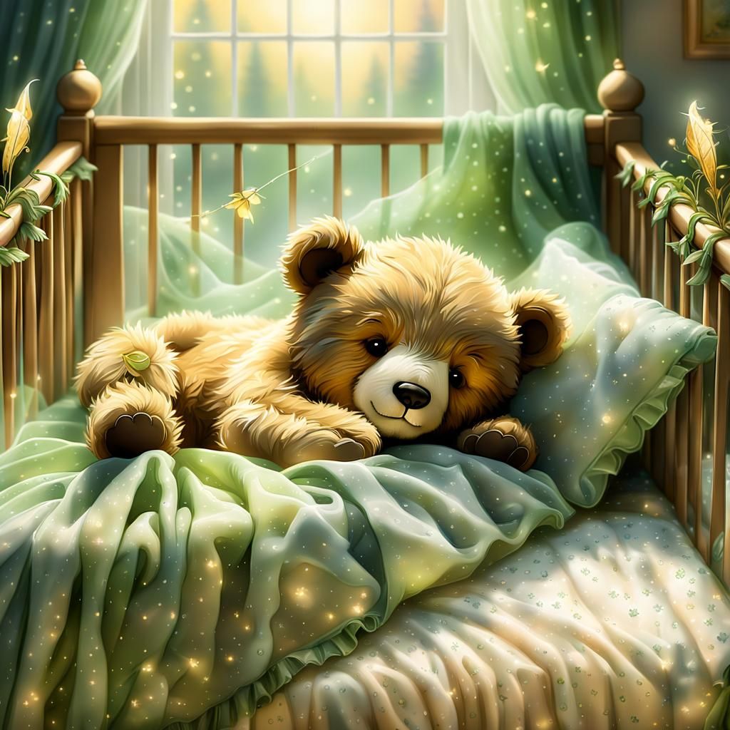 Teddy Bear's Ethereal Slumber in Golden Dawn Light